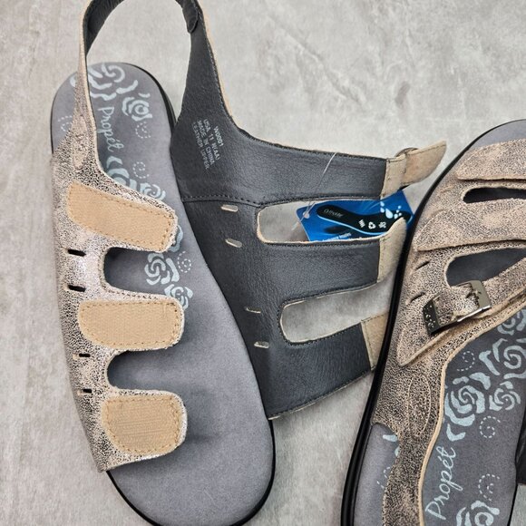 Propet Comfort Sandals 11 Narrow Fit Metallic Leather Open Toe Casual Walking - Picture 9 of 13